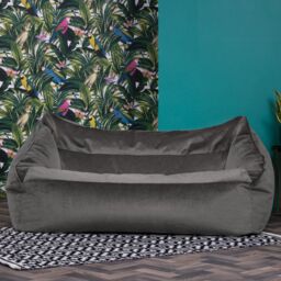 icon Cecilia Bean Bag Sofa Midnight Blue Giant Velvet Bean Bag Chair in Charcoal - thumbnail 1