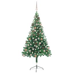 Berkfield Home Artificial Pre-lit Christmas Tree with Ball Set 150cm 380 Branches in Green - thumbnail 1