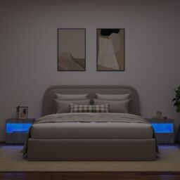 Berkfield Home Bedside Cabinets with LED Lights 2 pcs Concrete Grey 50x40x45 cm - Size: 50 x 40 x 45 cm - thumbnail 4