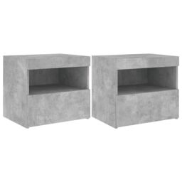 Berkfield Home Bedside Cabinets with LED Lights 2 pcs Concrete Grey 50x40x45 cm - Size: 50 x 40 x 45 cm - thumbnail 2