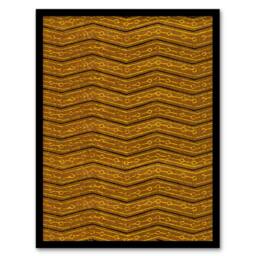 Artery8 Furuya Korin Framed Wall Art Print Zigzag Geometric Textile Pattern in Brown - Size: A4 - thumbnail 1