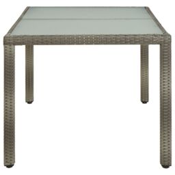 Berkfield Home Garden Table 150x90x75 cm Tempered Glass & Poly Rattan Grey - Size: 150 x 90 x 75 cm - thumbnail 3