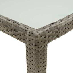 Berkfield Home Garden Table 150x90x75 cm Tempered Glass & Poly Rattan Grey - Size: 150 x 90 x 75 cm - thumbnail 4