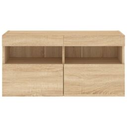 Berkfield Home TV Wall Cabinet with LED Lights Sonoma Oak 80x30x40 cm in Brown - Size: 80 x 30 x 40 cm - thumbnail 9