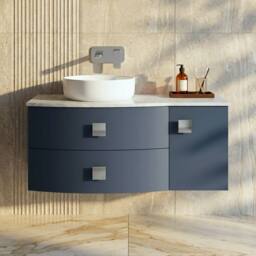 Balterley Gentleshaw 2 Drawer Left-Hand Wall Hung Vanity Unit, 1000mm in Blue - thumbnail 3