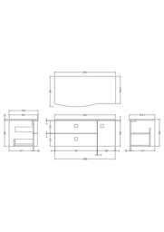 Balterley Gentleshaw 2 Drawer Left-Hand Wall Hung Vanity Unit, 1000mm in Blue - thumbnail 2