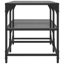 Berkfield Home Coffee Table with Black Glass Top 78.5x40x45 cm Steel - thumbnail 5