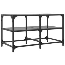 Berkfield Home Coffee Table with Black Glass Top 78.5x40x45 cm Steel - thumbnail 6