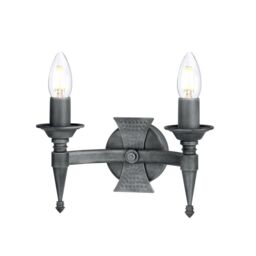 Netlighting Saxon 2 Light Indoor Candle Wall Light Black Silver E14