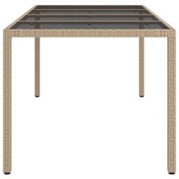 Berkfield Home Garden Table Beige 190x90x75 cm Tempered Glass & Poly Rattan - Size: 190 x 90 x 75 cm - thumbnail 4
