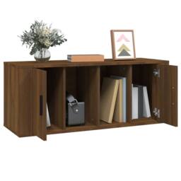Berkfield Home TV Cabinet Brown Oak 100x35x40 cm Engineered Wood - Size: 100 x 35 x 40 cm - thumbnail 4