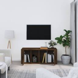 Berkfield Home TV Cabinet Brown Oak 100x35x40 cm Engineered Wood - Size: 100 x 35 x 40 cm - thumbnail 3