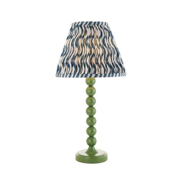 Netlighting Higgledy Gloss Green Table Lamp Blue Fabric Ripple Shade 25cm E14 - image 1