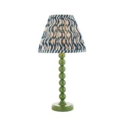 Netlighting Higgledy Gloss Green Table Lamp Blue Fabric Ripple Shade 25cm E14 - thumbnail 1