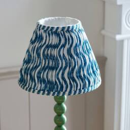 Netlighting Higgledy Gloss Green Table Lamp Blue Fabric Ripple Shade 25cm E14 - thumbnail 4