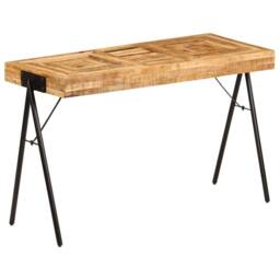 Berkfield Home Writing Table Solid Mango Wood 118x50x75 cm in Brown - Size: 118 x 50 x 75 cm - thumbnail 2