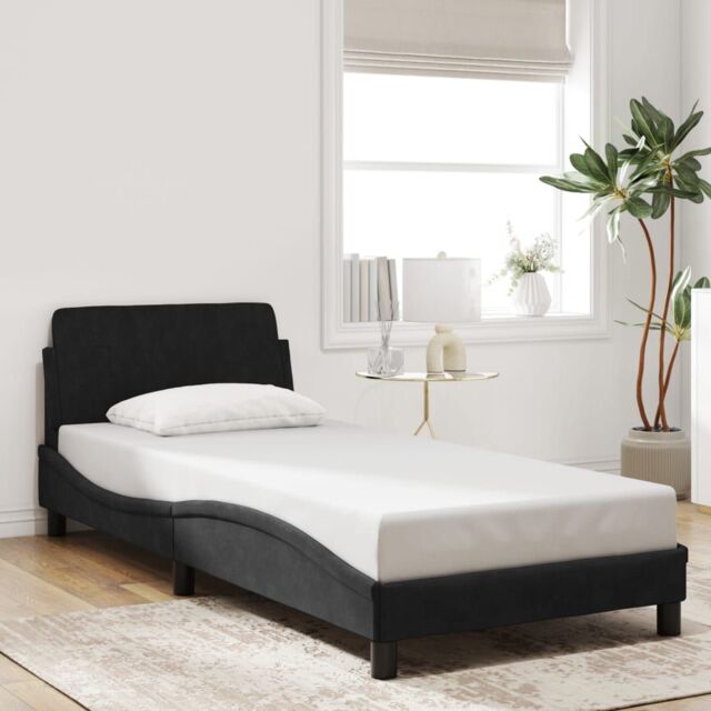 Berkfield Home Bed Frame without Mattress Black 90x190 cm Single Velvet - image 1