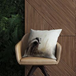 Warren Reed - Designer Badger Watercolour Outdoor Cushion in Brown - Size: 60 cm x 60 cm - thumbnail 2