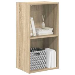 Berkfield Home Classic 2-Tier Book Cabinet Sonoma Oak 40x30x76.5 cm Engineered Wood in Brown - thumbnail 4