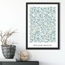 ARTZE Vintage William Morris Green & Yellow Willow Pattern Art Print / Black Frame / SIZE: A2 - thumbnail 1