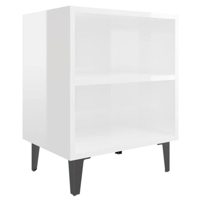 Berkfield Home Sturdy Bed Cabinets with Metal Legs 2 pcs High Gloss White 40x30x50 cm - Size: 40 x 30 x 50 cm - image 1
