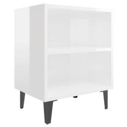 Berkfield Home Sturdy Bed Cabinets with Metal Legs 2 pcs High Gloss White 40x30x50 cm - Size: 40 x 30 x 50 cm - thumbnail 1