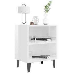 Berkfield Home Sturdy Bed Cabinets with Metal Legs 2 pcs High Gloss White 40x30x50 cm - Size: 40 x 30 x 50 cm - thumbnail 4
