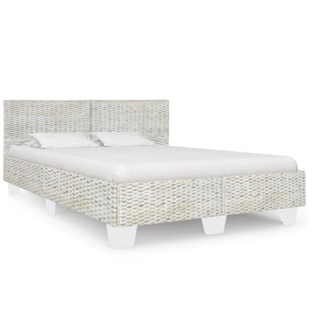 Berkfield Home Bed Frame Grey Natural Rattan 140x200 cm - image 1