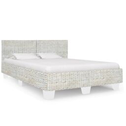 Berkfield Home Bed Frame Grey Natural Rattan 140x200 cm - thumbnail 1