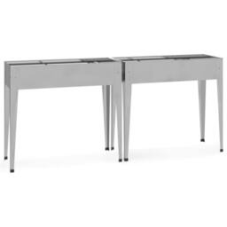 Berkfield Home Garden Planters 2 pcs Galvanised Steel in Silver - thumbnail 3