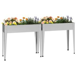 Berkfield Home Garden Planters 2 pcs Galvanised Steel in Silver - thumbnail 1