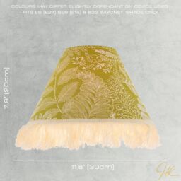 Happy Homewares Olive Green Jacquard Linen Floral Coolie Lamp Shade with White Tassels - Size: 12 inches - thumbnail 6