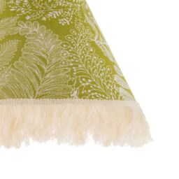 Happy Homewares Olive Green Jacquard Linen Floral Coolie Lamp Shade with White Tassels - Size: 12 inches - thumbnail 5