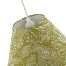Happy Homewares Olive Green Jacquard Linen Floral Coolie Lamp Shade with White Tassels - Size: 12 inches - thumbnail 4