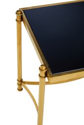 Orsina Modern Black & Gold Side Table, Stylish Gold Finished Stainless Steel Bedside Table, Elegant Black Topped Glass Table - thumbnail 2