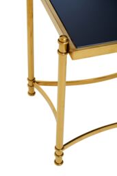 Orsina Modern Black & Gold Side Table, Stylish Gold Finished Stainless Steel Bedside Table, Elegant Black Topped Glass Table - thumbnail 3