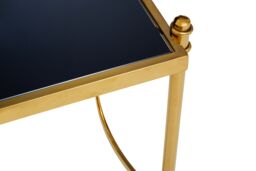 Orsina Modern Black & Gold Side Table, Stylish Gold Finished Stainless Steel Bedside Table, Elegant Black Topped Glass Table - thumbnail 4