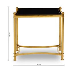 Orsina Modern Black & Gold Side Table, Stylish Gold Finished Stainless Steel Bedside Table, Elegant Black Topped Glass Table - thumbnail 5