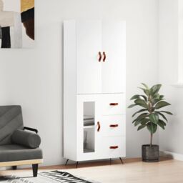 Berkfield Home Highboard White 69.5x34x180 cm Engineered Wood - thumbnail 1
