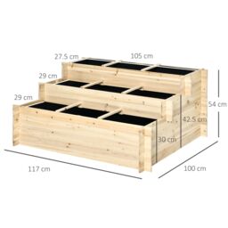 OUTSUNNY 3 Tier Raised Garden Bed Planter Box with 9 Grids & Non-woven Fabric in Natural - thumbnail 3
