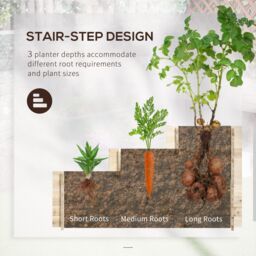 OUTSUNNY 3 Tier Raised Garden Bed Planter Box with 9 Grids & Non-woven Fabric in Natural - thumbnail 4