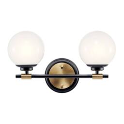 Netlighting Kichler Benno Bathroom Wall Lamp Black Champagne Bronze IP44 2x G9 in Brown - thumbnail 4