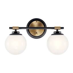 Netlighting Kichler Benno Bathroom Wall Lamp Black Champagne Bronze IP44 2x G9 in Brown - thumbnail 5