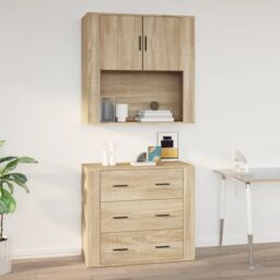 Berkfield Home Wall Cabinet Sonoma Oak 80x33x80 cm Engineered Wood in Beige - Size: 80 x 33 x 80 cm