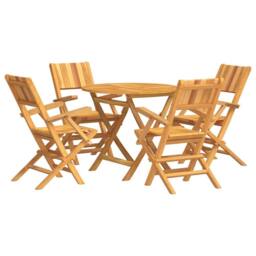 Berkfield Home Beautiful 5 Piece Garden Dining Set Solid Wood Teak in Brown - thumbnail 3