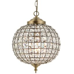 Loops Hanging Ceiling Pendant Light Antique Brass Glass Round Metal Lamp Shade Holder in Clear - thumbnail 1