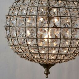 Loops Hanging Ceiling Pendant Light Antique Brass Glass Round Metal Lamp Shade Holder in Clear - thumbnail 4