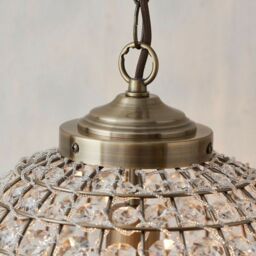 Loops Hanging Ceiling Pendant Light Antique Brass Glass Round Metal Lamp Shade Holder in Clear - thumbnail 5