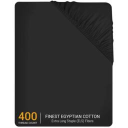 Grace 100% Egyptian Cotton 35cm Extra Deep Pocket Fitted Sheets in Black - Size: King Fitted - thumbnail 2