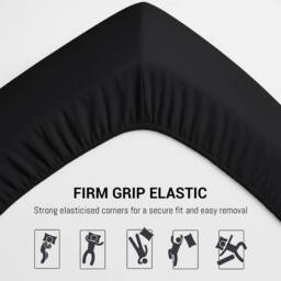 Grace 100% Egyptian Cotton 35cm Extra Deep Pocket Fitted Sheets in Black - Size: King Fitted - thumbnail 8